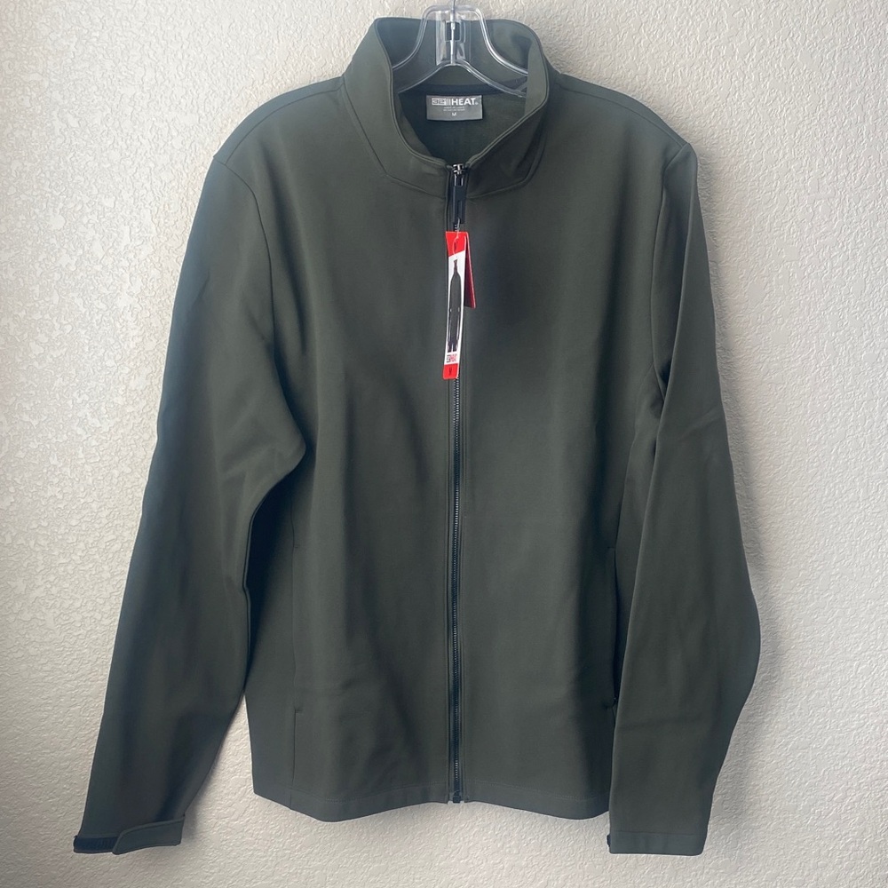 32 Degrees Heat Mens Size M Full Zip Regular Fit Stand Collar Jacket Olive Green